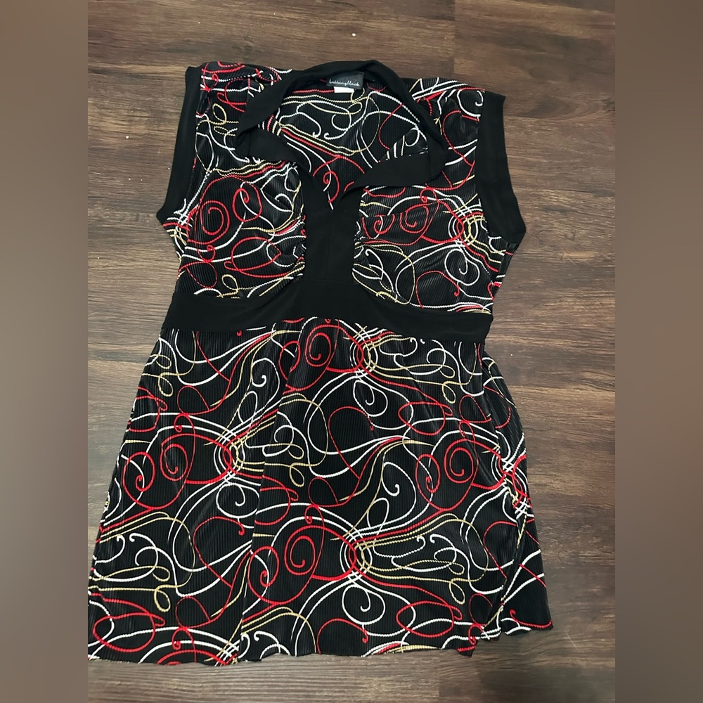 Brittany Black Elegant Dress with Red and White Accents c31